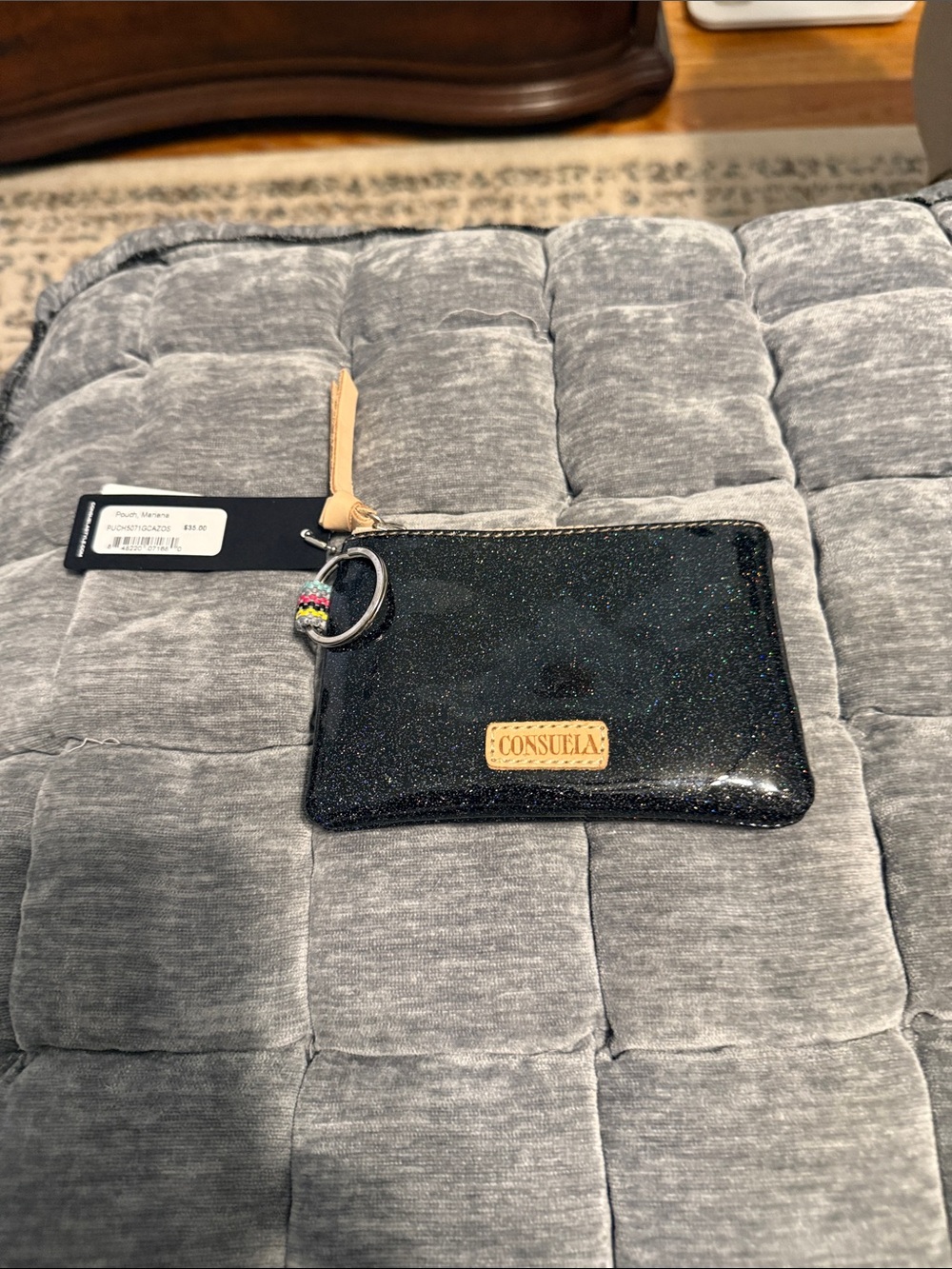 Consuela Black Glitter Card Holder with Keyring